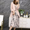 Summer Style Thin Women's Suit Skirt 2-piece Large Size M-5XL Elegant Pink Jacket  Printed Suspender Skirt