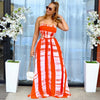 Summer Suspender Skirt Casual Striped Print Sexy Backless Imitation Silk Large Skirt High-end Holiday Beach Dress