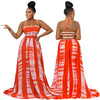 Summer Suspender Skirt Casual Striped Print Sexy Backless Imitation Silk Large Skirt High-end Holiday Beach Dress