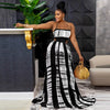 Summer Suspender Skirt Casual Striped Print Sexy Backless Imitation Silk Large Skirt High-end Holiday Beach Dress