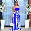 Summer Suspender Skirt Casual Striped Print Sexy Backless Imitation Silk Large Skirt High-end Holiday Beach Dress