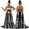 Summer Suspender Skirt Casual Striped Print Sexy Backless Imitation Silk Large Skirt High-end Holiday Beach Dress