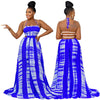 Summer Suspender Skirt Casual Striped Print Sexy Backless Imitation Silk Large Skirt High-end Holiday Beach Dress