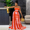 Summer Suspender Skirt Casual Striped Print Sexy Backless Imitation Silk Large Skirt High-end Holiday Beach Dress