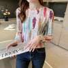 Summer Women's T-shirt Printing Female Clothes Cotton Casual Tees O-Neck Long Sleeve Top
