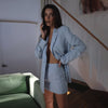 Summer Office Blazer Two Piece Set 2022 Women Solid Colors Casual Commute Blazer + High Waist Slip Dress Sweet Mini Skirt Suits