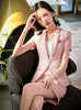 Summer Pink Blazer Women Business Suits Formal Office Suits Work Wear Ladies Skirt and Jacket Sets Short Sleeve
