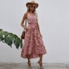 Summer Polka-Dot Long Dress Women Casual Strapless Maxi Dress Sleeveless Vacation Beach Dress Female Lace Up Dresses