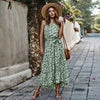 Summer Polka-Dot Long Dress Women Casual Strapless Maxi Dress Sleeveless Vacation Beach Dress Female Lace Up Dresses