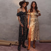 Summer Print Floral Dress Women Off Shoulder Puff Sleeve Midi Dress Sexy High Waist Split Dress Slim Elegant Woman Dress