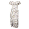 Summer Print Floral Dress Women Off Shoulder Puff Sleeve Midi Dress Sexy High Waist Split Dress Slim Elegant Woman Dress