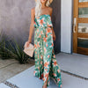 Summer Print Floral Summer Dress Women Off Shoulder Side Split Beach Maxi Long Dresses Backless Female Holiday Vestidos