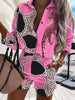 Summer Print Women Tracksuits Casual Two Piece Sets Short Sleeve Button Tops And Shorts Sets Leopard Outfits Shorts Suit