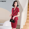 Summer Professional Wear Women's Suit Skirt 2-piece Suit Temperament Short-sleeved Thin Blazer Hotel Overalls