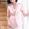 Summer Professional Wear Women's Suit Skirt 2-piece Suit Temperament Short-sleeved Thin Blazer Hotel Overalls