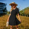 Summer Ruffle Midi Dress Women Chiffon V-neck Short Sleeve Dress Jacquard Belt Side Wrap Dress Female Solid A-line Dress