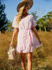 Summer Ruffle Midi Dress Women Chiffon V-neck Short Sleeve Dress Jacquard Belt Side Wrap Dress Female Solid A-line Dress