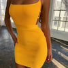 Summer Sexy Bandage Hollow Out Dress Women  Sleeveless Backless Bodycon Party Club Dress Mini Wrap Dress
