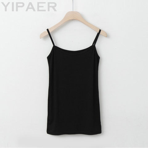 Summer Sexy Black Multi-Color Women Spaghetti Strap Top 2022 Korean Fashion Slim Milk Fiber Underwear Halter Tank Top Red Blue