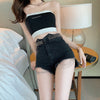 Summer Sexy Hip Trim Pants  Cargo Pants Heavy Work Rivet Chain Hair Edge High-waisted Denim Shorts Women Short Jeans