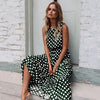 Summer Sexy O Neck Sleeveless Boho Polka Dot Print Maxi Dress 2023 Casual Empire A Line Robe Ladies Party Long Dresses Vestidos