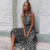 Summer Sexy O Neck Sleeveless Boho Polka Dot Print Maxi Dress 2023 Casual Empire A Line Robe Ladies Party Long Dresses Vestidos