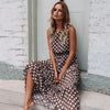 Summer Sexy O Neck Sleeveless Boho Polka Dot Print Maxi Dress 2023 Casual Empire A Line Robe Ladies Party Long Dresses Vestidos