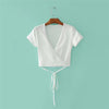 Summer Sexy V-neck knitted top tees Women black short sleeve bustier crop top Party white tops tank slim female camisole