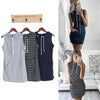 Summer Sexy Women Boho Hooded Pockets Dress Bodycon Sleeveless Striped Solid Sexy Party Cocktail Mini Tank Dress Fashion