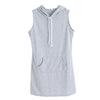 Summer Sexy Women Boho Hooded Pockets Dress Bodycon Sleeveless Striped Solid Sexy Party Cocktail Mini Tank Dress Fashion