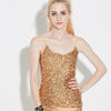 Summer Sexy Women Clubwear Bling Raves Festival Spaghetti Strap Tank Top Simple V-Neck Backless Camisole Sequin Top Camis
