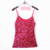 Summer Sexy Women Clubwear Bling Raves Festival Spaghetti Strap Tank Top Simple V-Neck Backless Camisole Sequin Top Camis