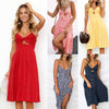 Summer Sexy Women Dress Beach Bow Sling 2022 Casual Ladies Dress Solid Boho V-neck Elegant A-line Mini Women Dresses DLD1028