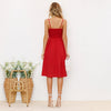 Summer Sexy Women Dress Beach Bow Sling 2022 Casual Ladies Dress Solid Boho V-neck Elegant A-line Mini Women Dresses DLD1028