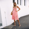 Summer Sexy Women Dress Beach Bow Sling 2022 Casual Ladies Dress Solid Boho V-neck Elegant A-line Mini Women Dresses DLD1028