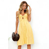 Summer Sexy Women Dress Beach Bow Sling 2022 Casual Ladies Dress Solid Boho V-neck Elegant A-line Mini Women Dresses DLD1028