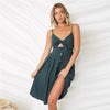 Summer Sexy Women Dress Beach Bow Sling 2022 Casual Ladies Dress Solid Boho V-neck Elegant A-line Mini Women Dresses DLD1028