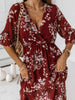 Summer Sexy Women Long Dress Floral Dress Deep V-neck Female Elastic Waist Ladies Split Maxi Dress Robe Femme Vestidos De Mujer