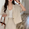 Summer Short Sleeve Blazers Women Single Breasted Trendy Solid Daily Thin Clothing Office Lady All-match Pockets Korean Stylish