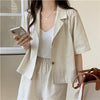 Summer Short Sleeve Blazers Women Single Breasted Trendy Solid Daily Thin Clothing Office Lady All-match Pockets Korean Stylish