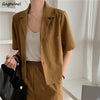 Summer Short Sleeve Blazers Women Single Breasted Trendy Solid Daily Thin Clothing Office Lady All-match Pockets Korean Stylish