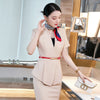 Summer Short Sleeve Formal Professional Business Suits with Skirt and Tops Ladies Office Work Wear Blazers Set with Scarf Belt