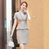 Summer Short Sleeve  Fabric Formal Professional Women Business Suits with Skirt and Tops Blazers Set with Corsage