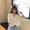 Summer Short Sleeve Irregular Black Blazers Women Fashionable Ulzzang Office Lady Double Breasted Crop Tops Loose Outwear Suits