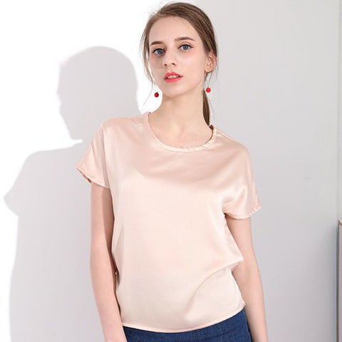 Summer Silk Blouses For Women High Quality Ladies Silk Satin Blouses Short Sleeve Silk Shirt Women'S Summer Blouse Femme Fleuris