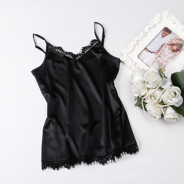 Summer Silk Tank Top 2022 Women Sexy V Neck Basic Tops Blusas Casual Womens Vest Lace Camisole Crop Tops Plus Size Female Shirt