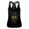 Summer Sleeveless Sexy Tank Top Women T-Shirt Black Vest Tops 3D Print Skull Head Camisole WS7410V