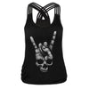 Summer Sleeveless Sexy Tank Top Women T-Shirt Black Vest Tops 3D Print Skull Head Camisole WS7410V