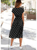 Summer Sleeveless Shirt Dress Women Lace Up Print Polka Dot Dress O Neck Buttons Office Woman Dress Casual Beach Sundress Robe