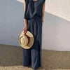 Summer Sleeveless Tracksuits Women Solid Sets Cotton Linen Loose Two Piece Sets Casual Tank Tops And Trousers Sets